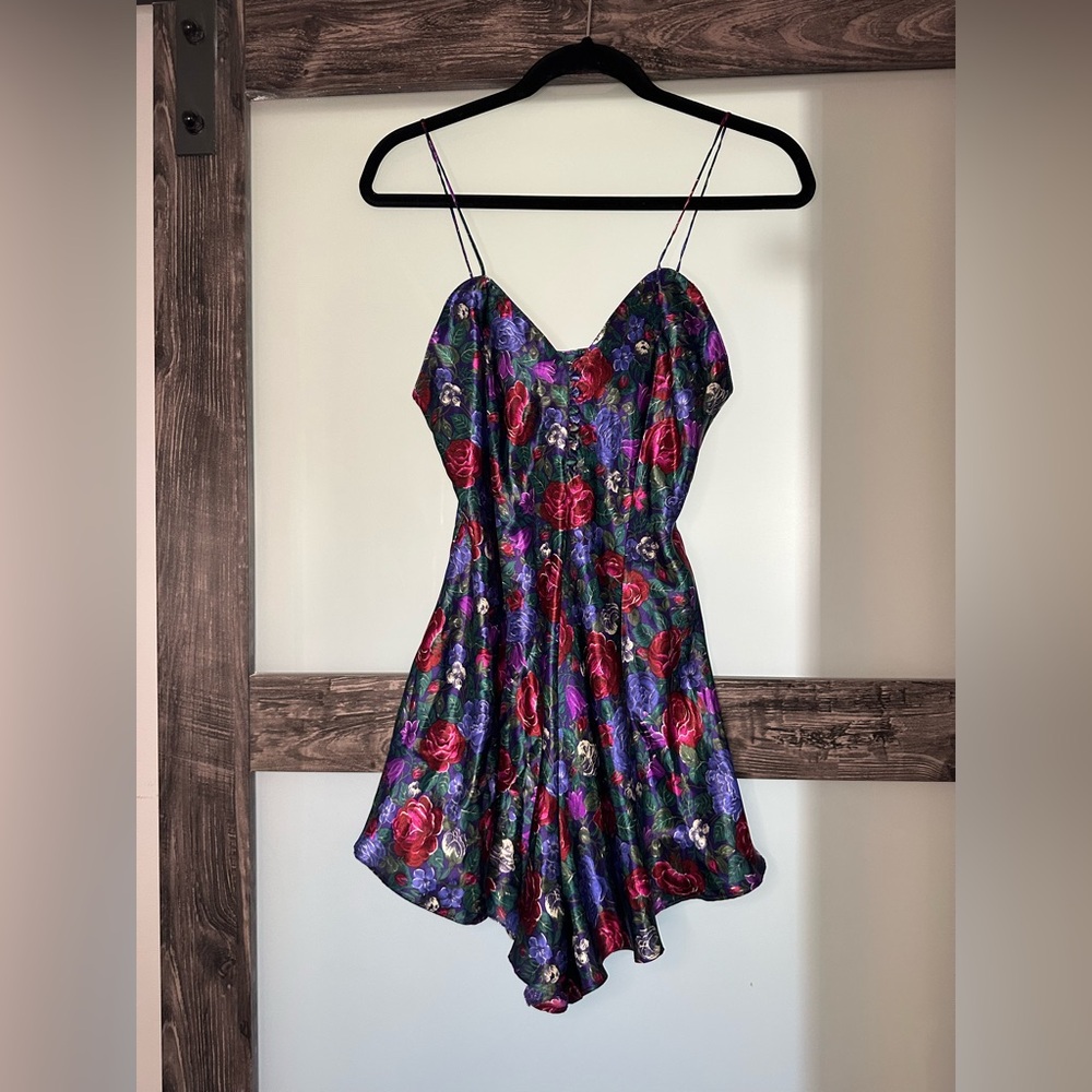 Floral Spaghetti Strap Slip Romper